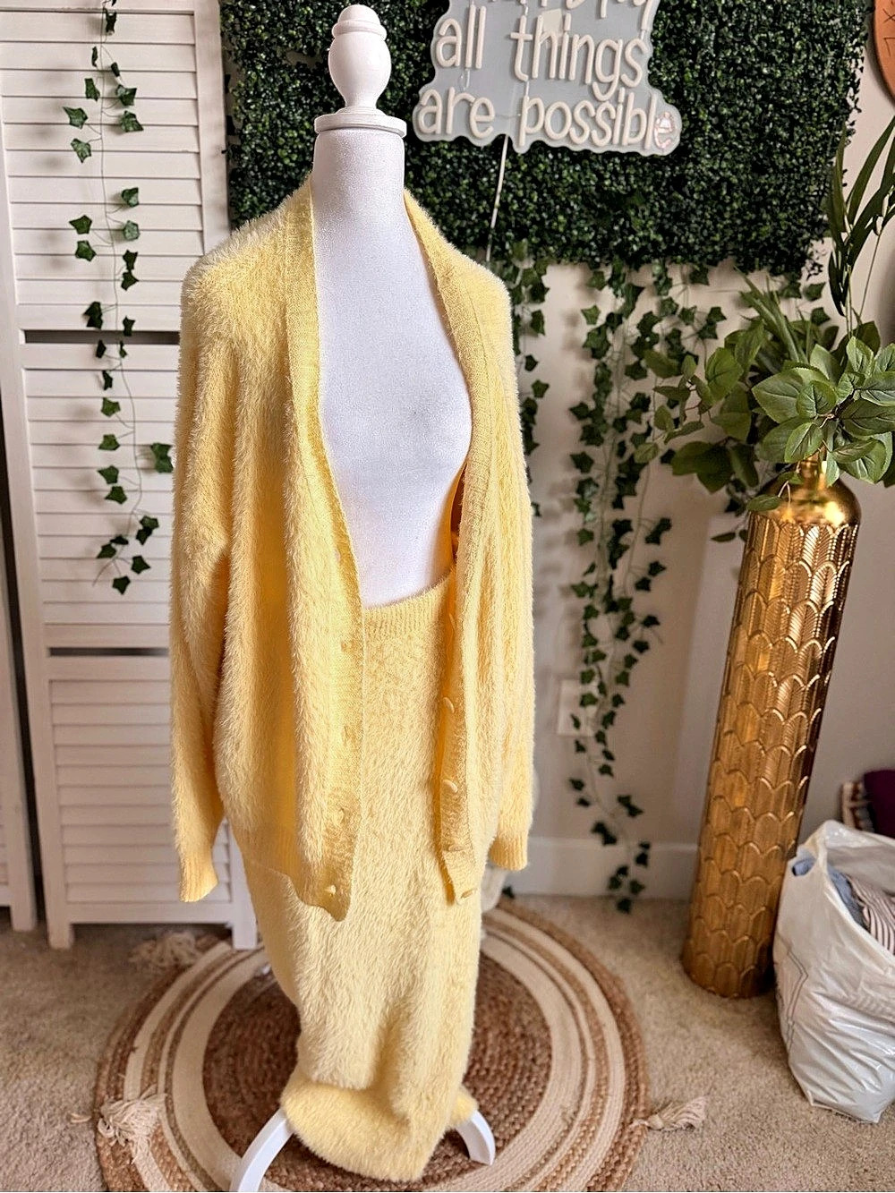 Yellow Fuzzy Cardigan